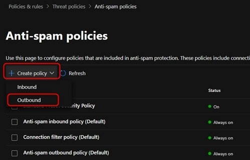 Click + Create Policy